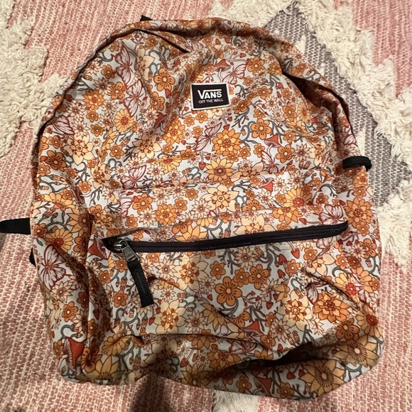Vans Floral Backpack with Orange and Brown Design. Fall backpack. - Picture 1 of 6